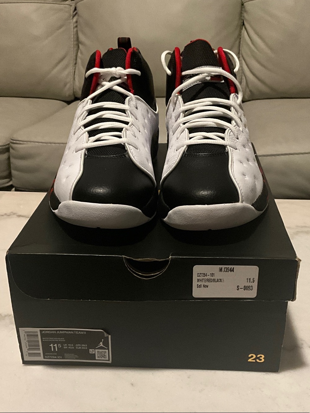 NWR Jordan Men’s Retro Team Shoes - White, Black & Red